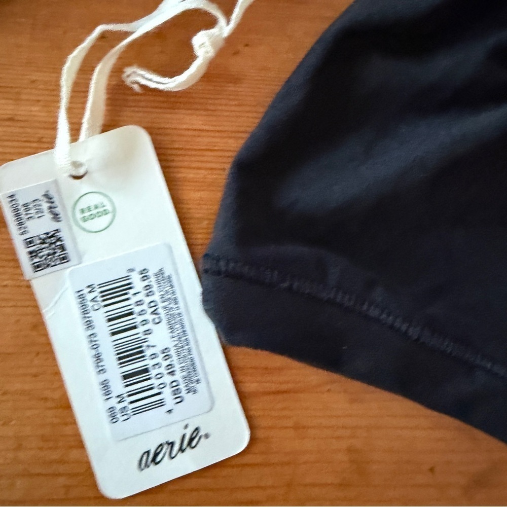 NWT Aerie SMOOTHEZ Black Long Sleeve Scoop Neck Bodysuit M lounge basics classic - Picture 5 of 10
